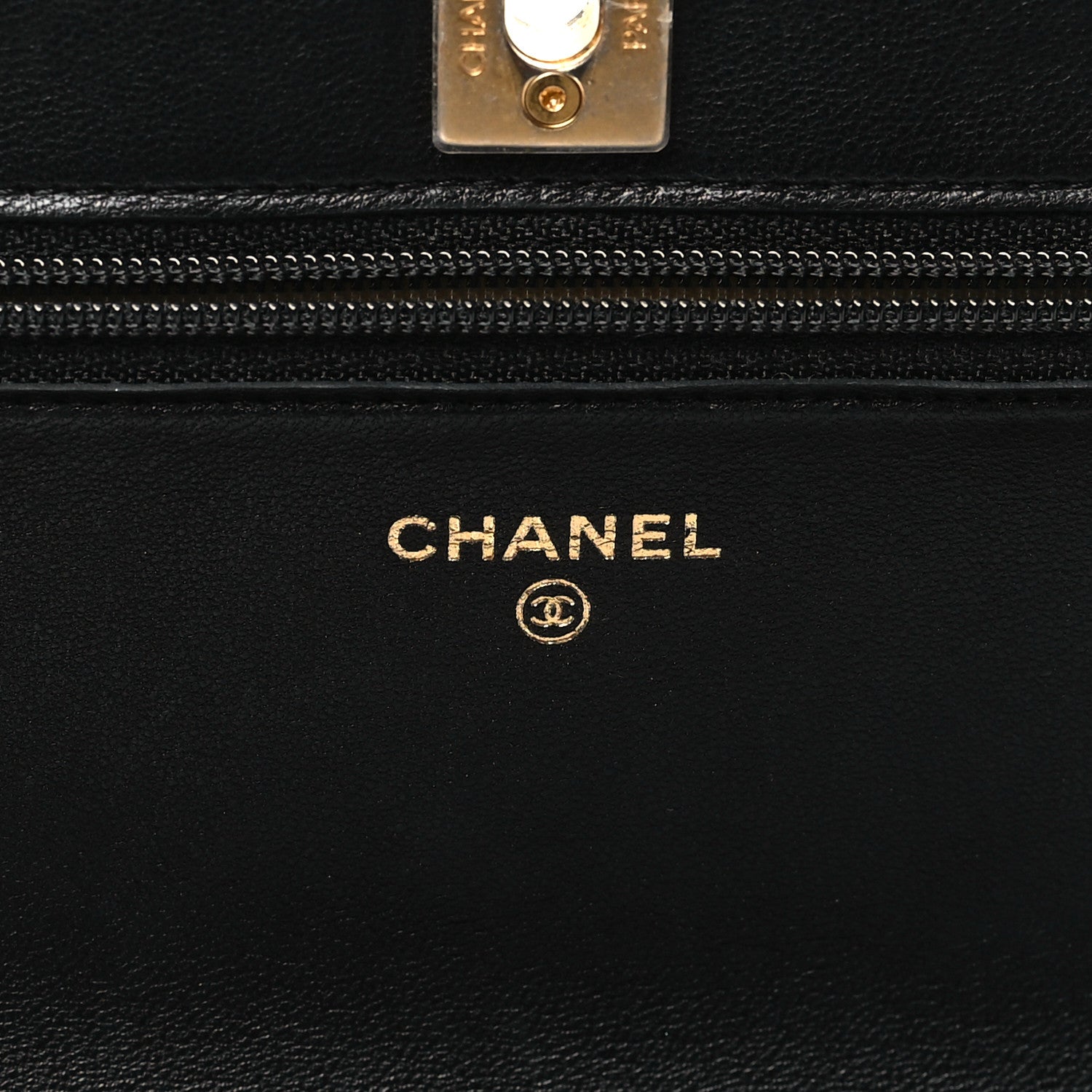 Chanel Lambskin Quilted CC Pearl Crush Wallet on Chain WOC Black 6 of 12