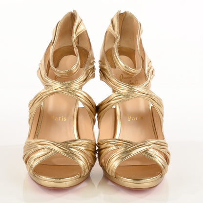 Christian Louboutin Metallic Nappa Kashou 120 Sandals 41 Light Gold 2 of 7