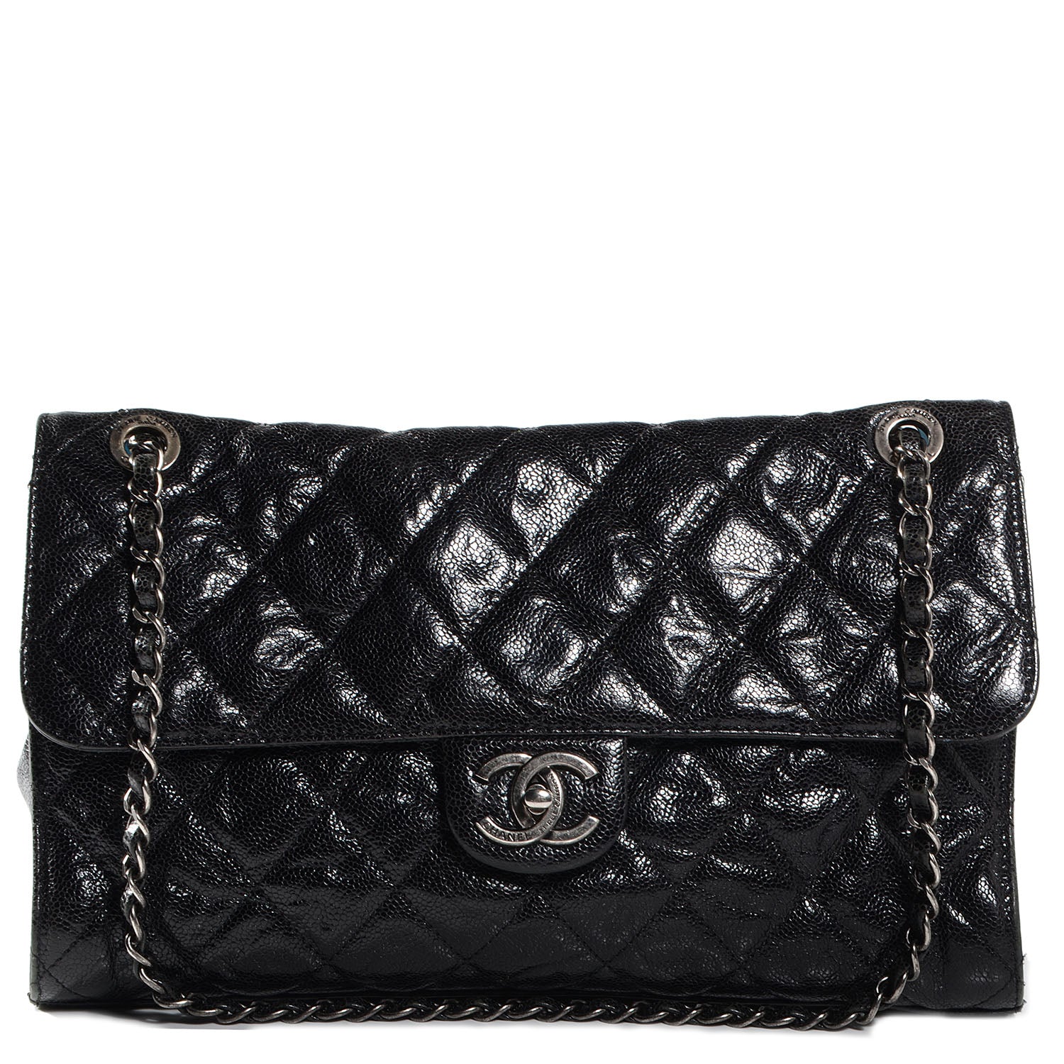 Chanel Crumpled Grained Calfskin CC Crave Jumbo Flap Black 1 of 8