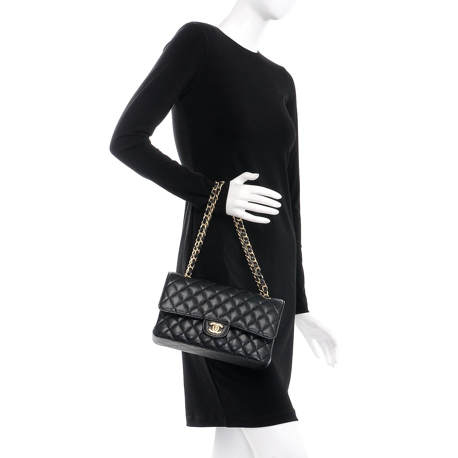 Chanel Caviar Quilted Medium Double Flap Black 2 of 8