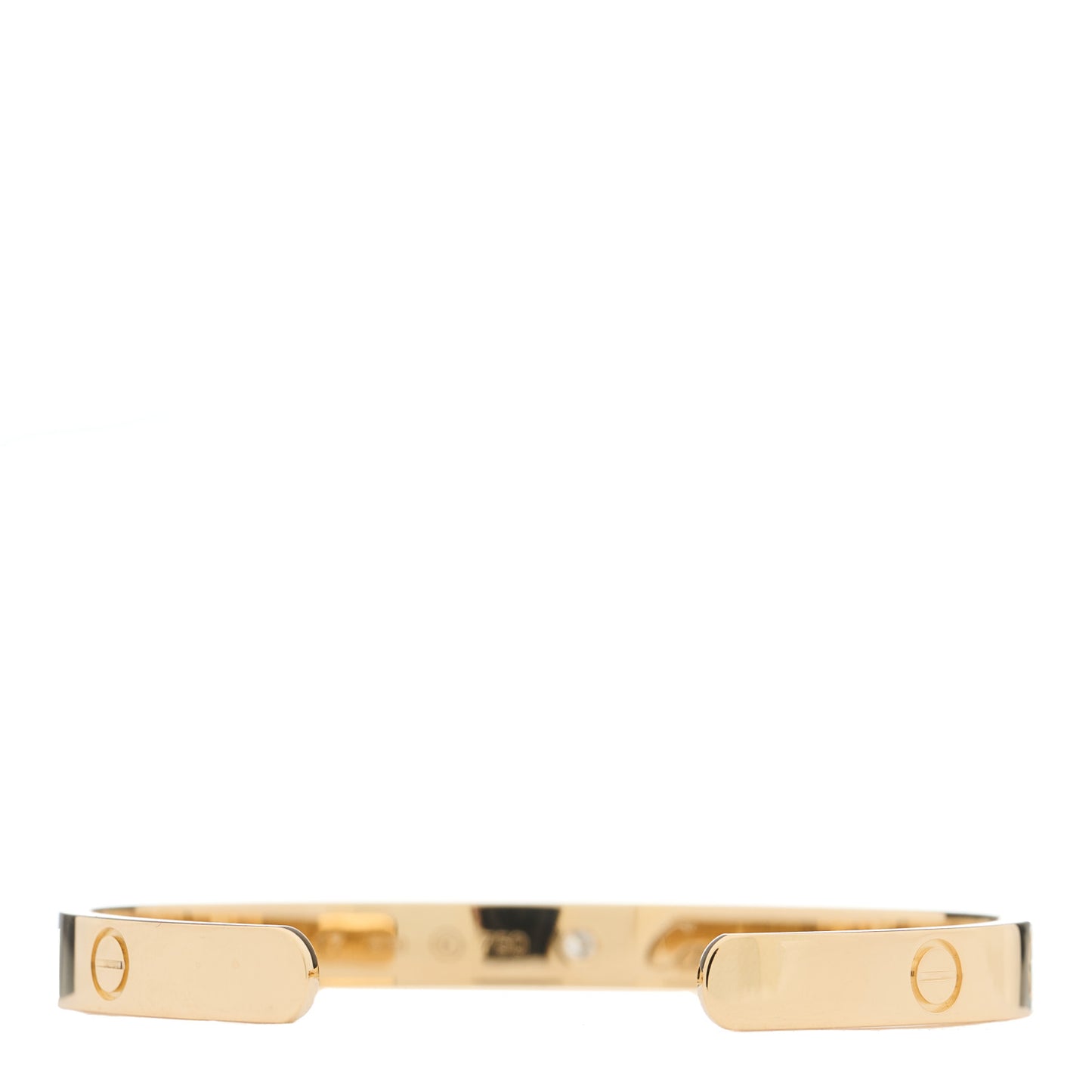 18K Yellow Gold 1 Diamond LOVE Cuff Bracelet 17