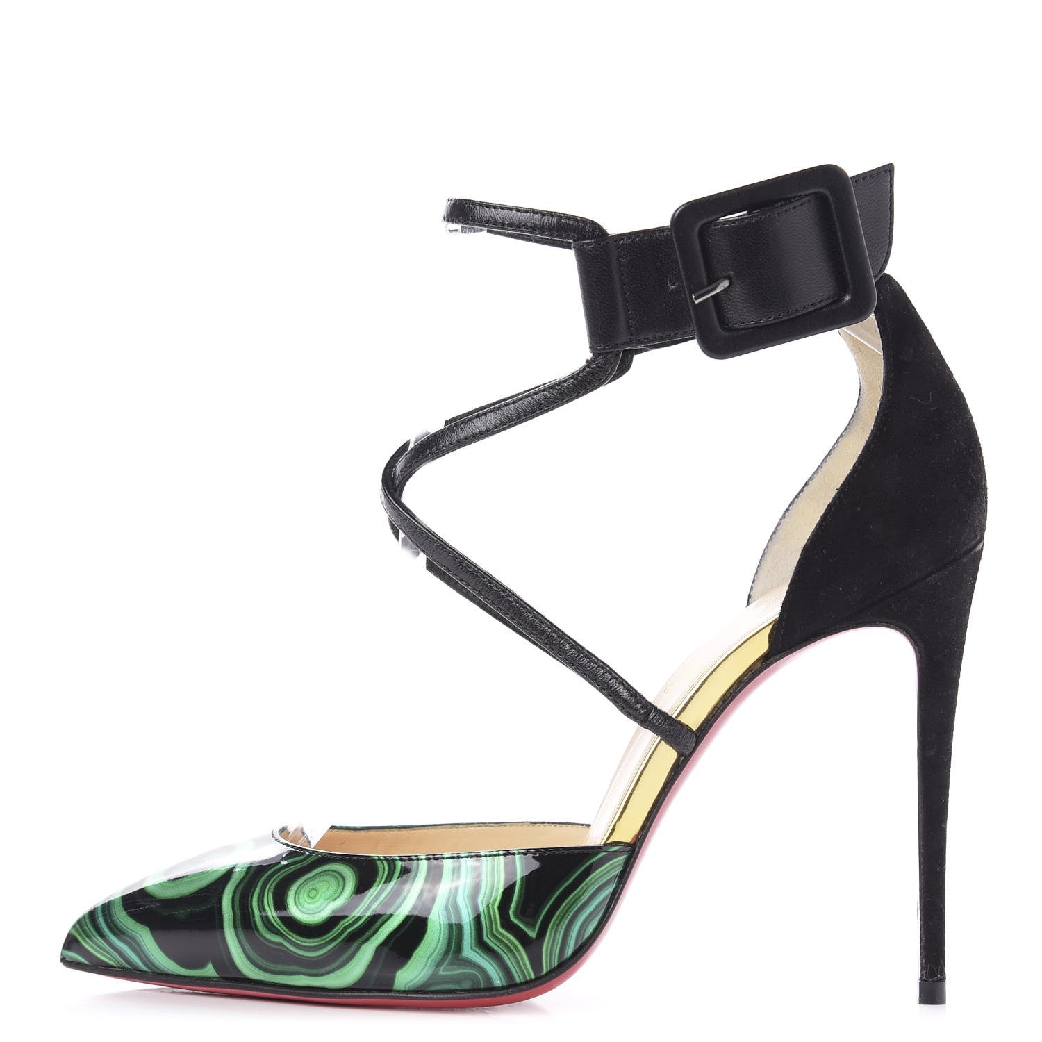 Christian Louboutin Veau Velours Nappa Patent Malachite Suzanna 100 Pumps 36 Vert Black 1 of 7