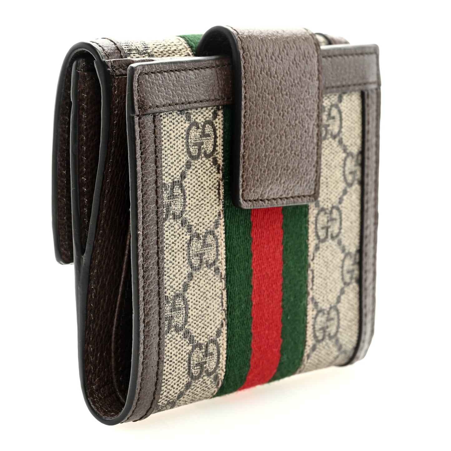 GG Supreme Monogram Web Ophidia French Flap Wallet Beige New Acero