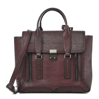 3.1 Phillip Lim 3.1 Textured Calfskin Medium Pashli Satchel Black Red 1 of 9