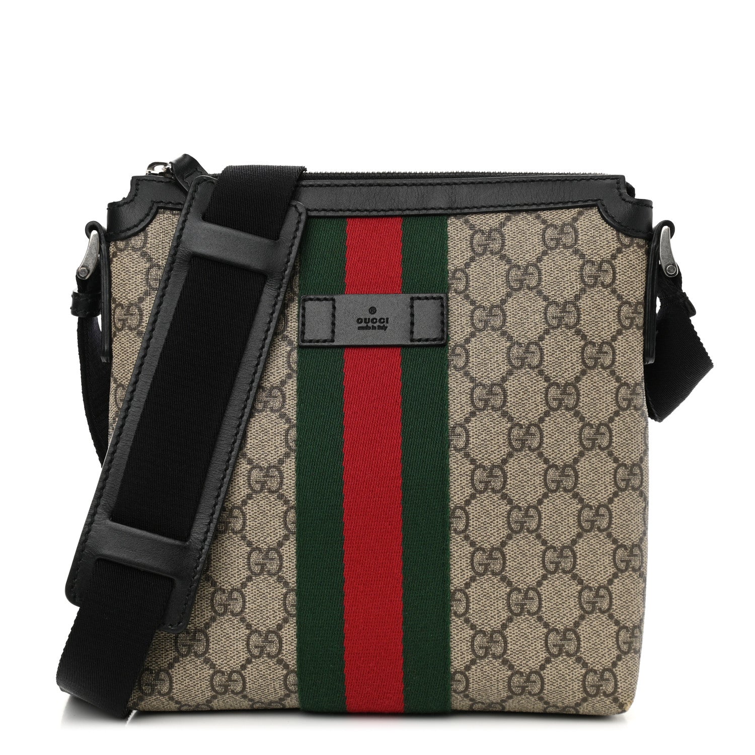 Gucci GG Supreme Monogram Web Messenger Bag Black 1 of 11