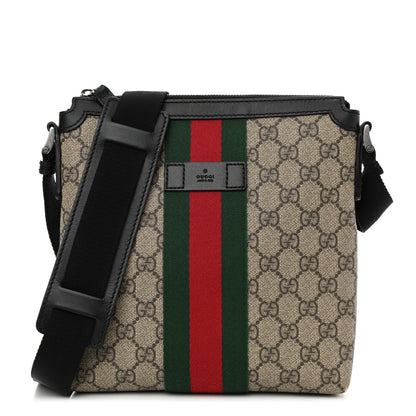 Gucci GG Supreme Monogram Web Messenger Bag Black 1 of 11