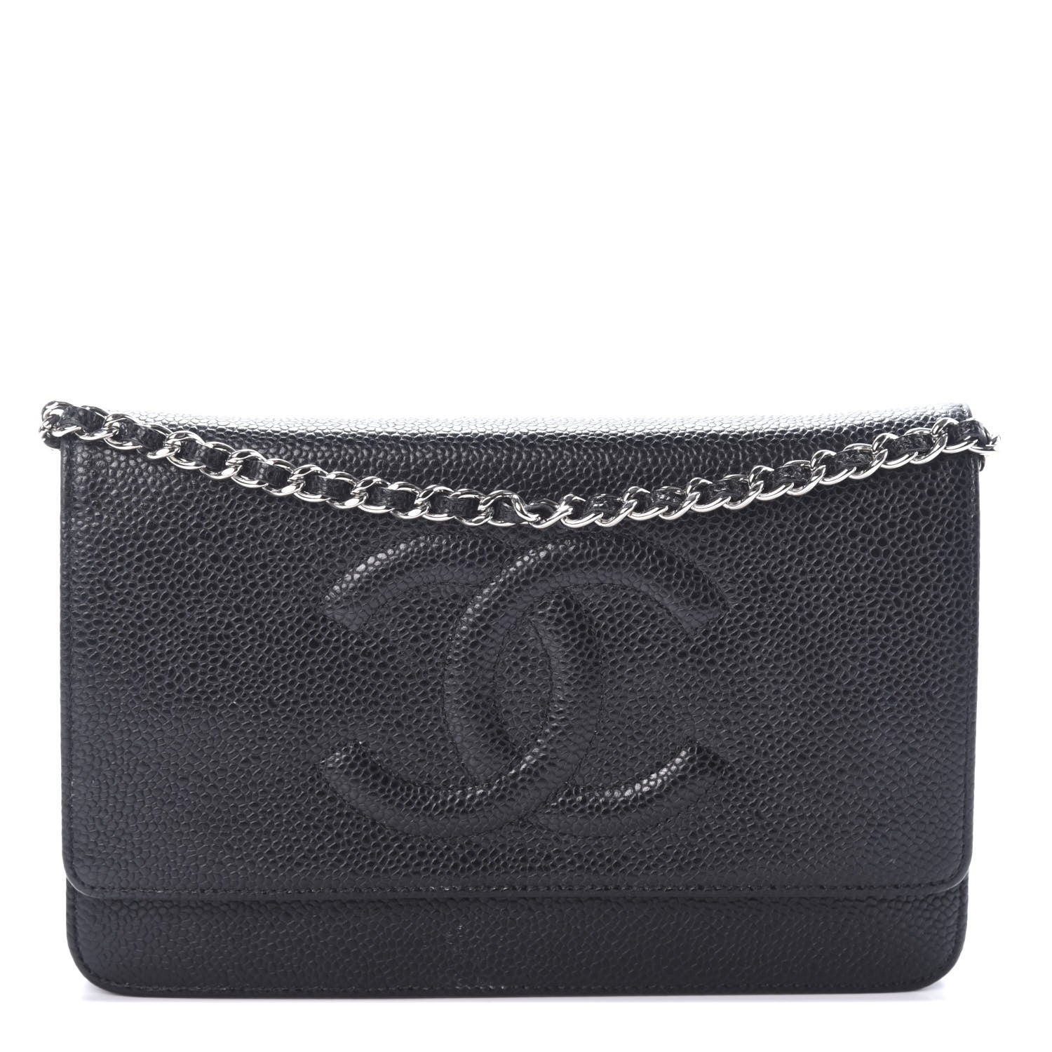 Chanel Caviar Timeless CC Wallet On Chain WOC Black 1 of 10