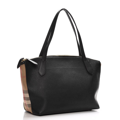Burberry Derby Calfskin House Check Medium Welburn Tote Black 3 of 14