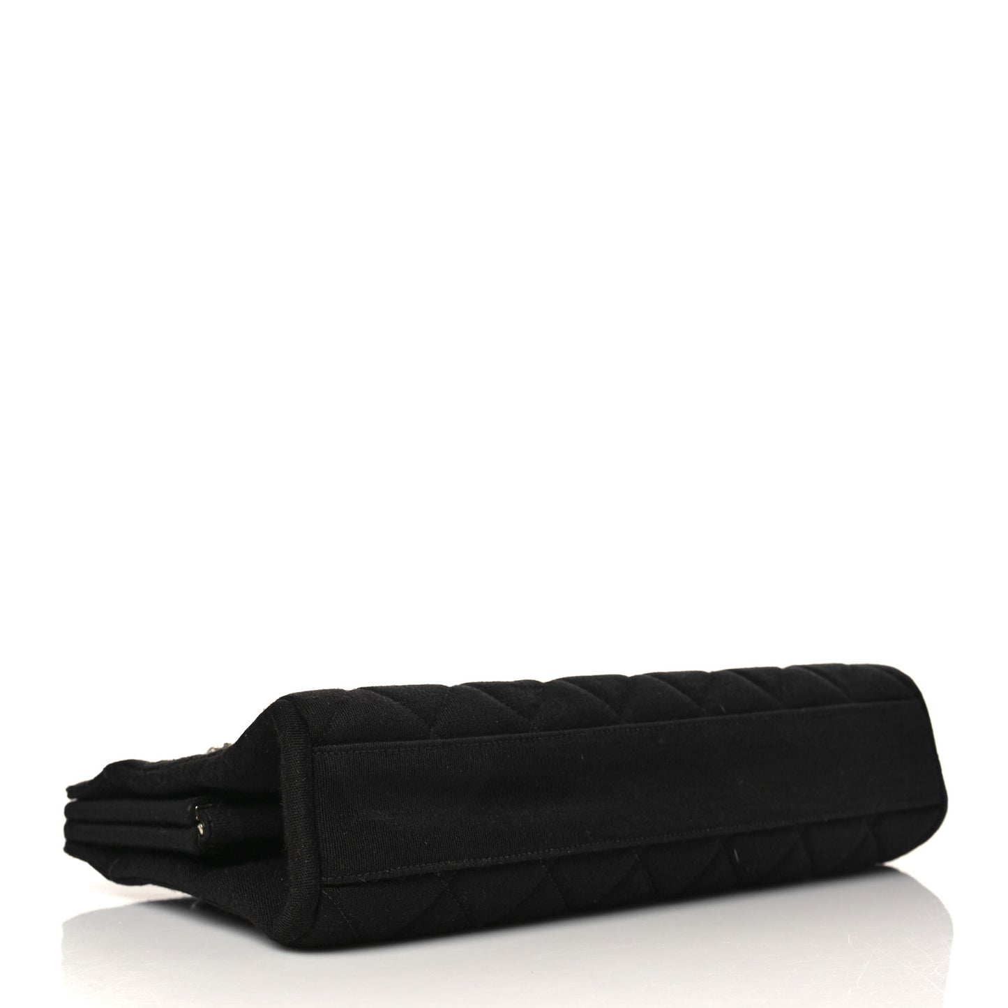 Jersey Quilted Kisslock Shoulder Bag Black
