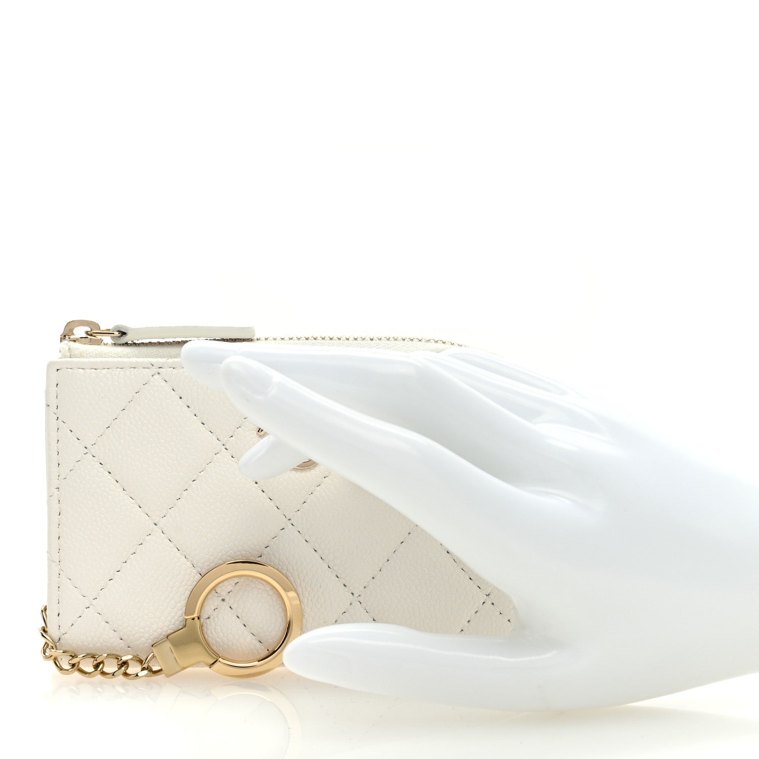 Chanel Caviar Quilted Zipped Key Holder Case White 2 of 7