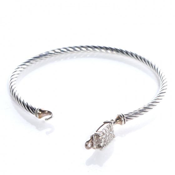 David Yurman Sterling Silver Diamond 3mm Small Wheaton Bracelet 4 of 6