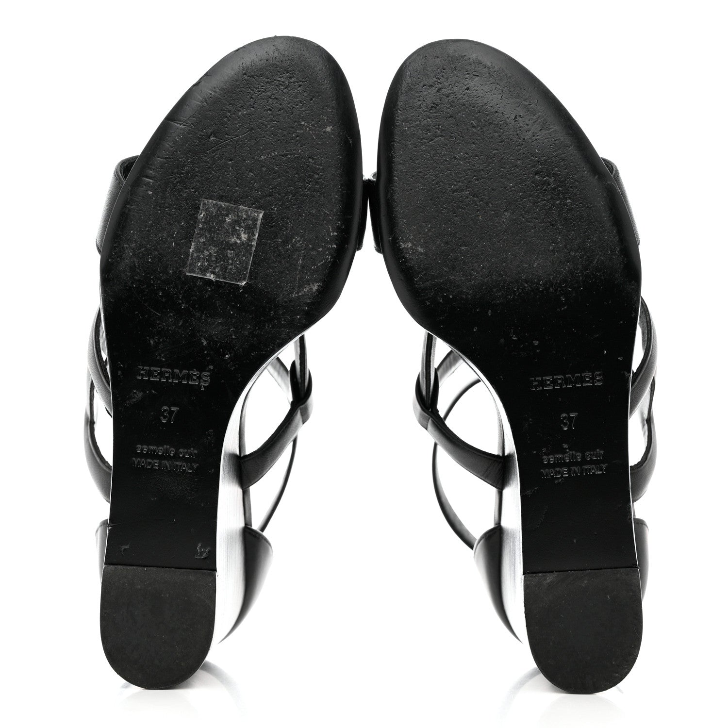 Hermes Nappa Brisbane Wedge Sandals 37 Black 5 of 11