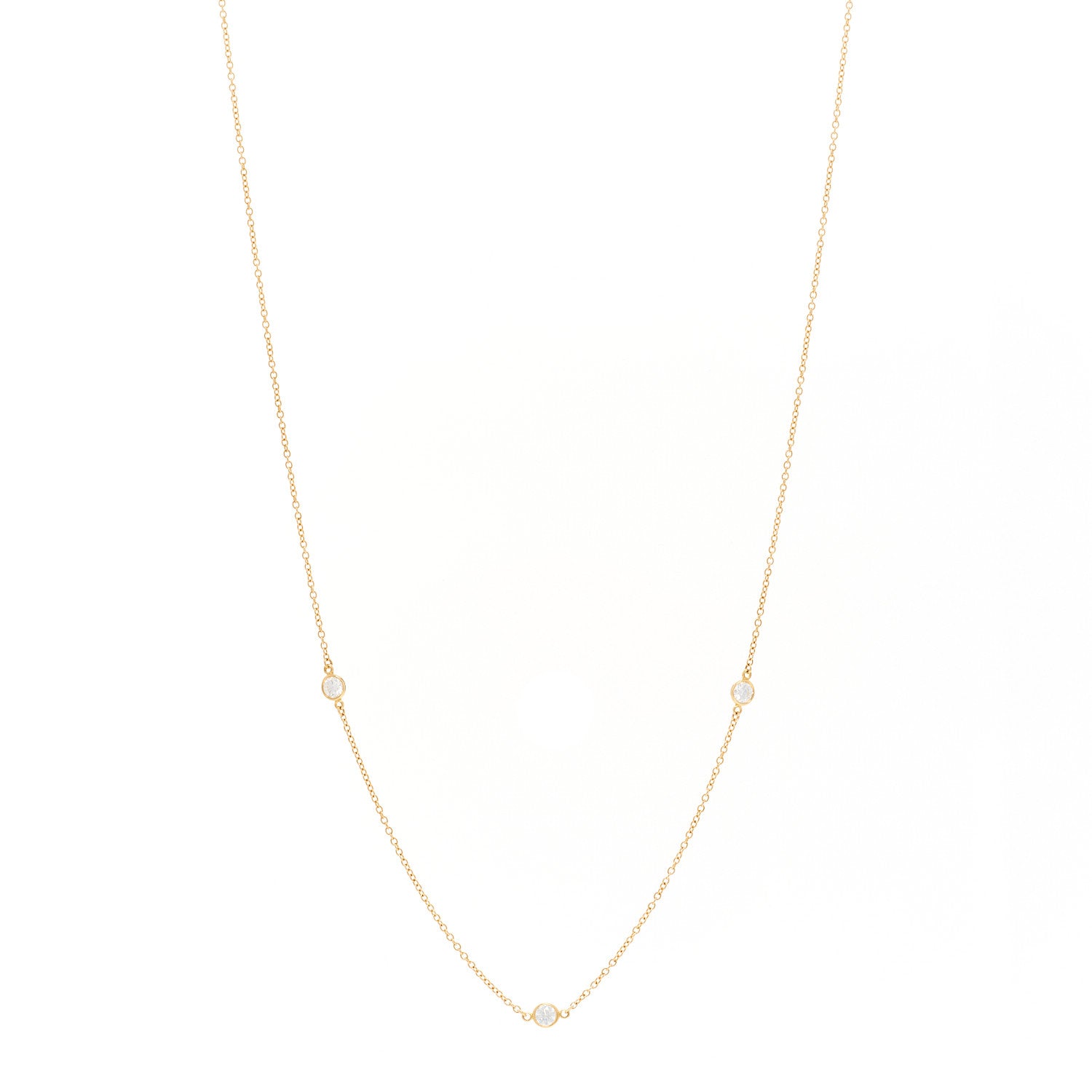 Tiffany 18K Yellow Gold Elsa Peretti Diamonds by the Yard 3 Station Necklace 1 of 5