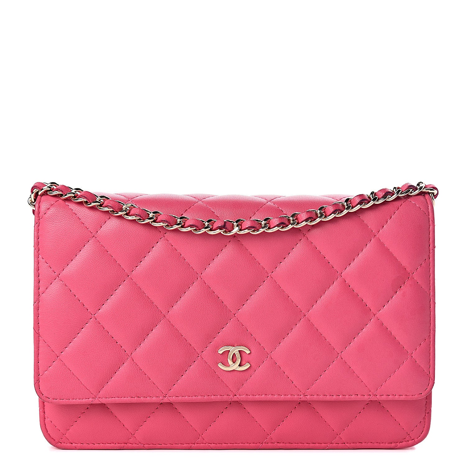 Chanel Lambskin Quilted Wallet On Chain WOC Pink 1 of 16