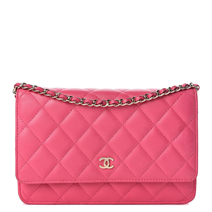Chanel Lambskin Quilted Wallet On Chain WOC Pink 1 of 16