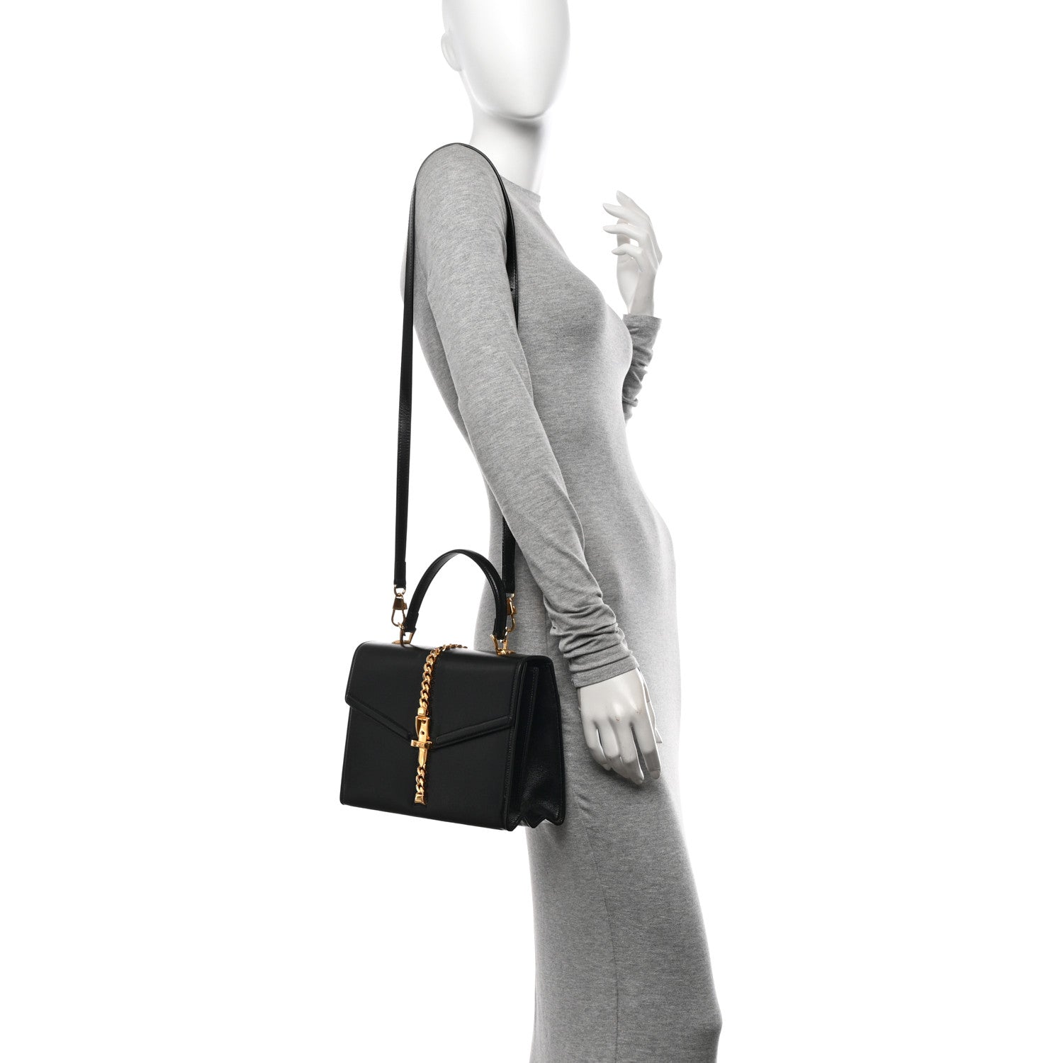 Gucci Azalea Calfskin Small Sylvie 1969 Top Handle Bag Black 2 of 11