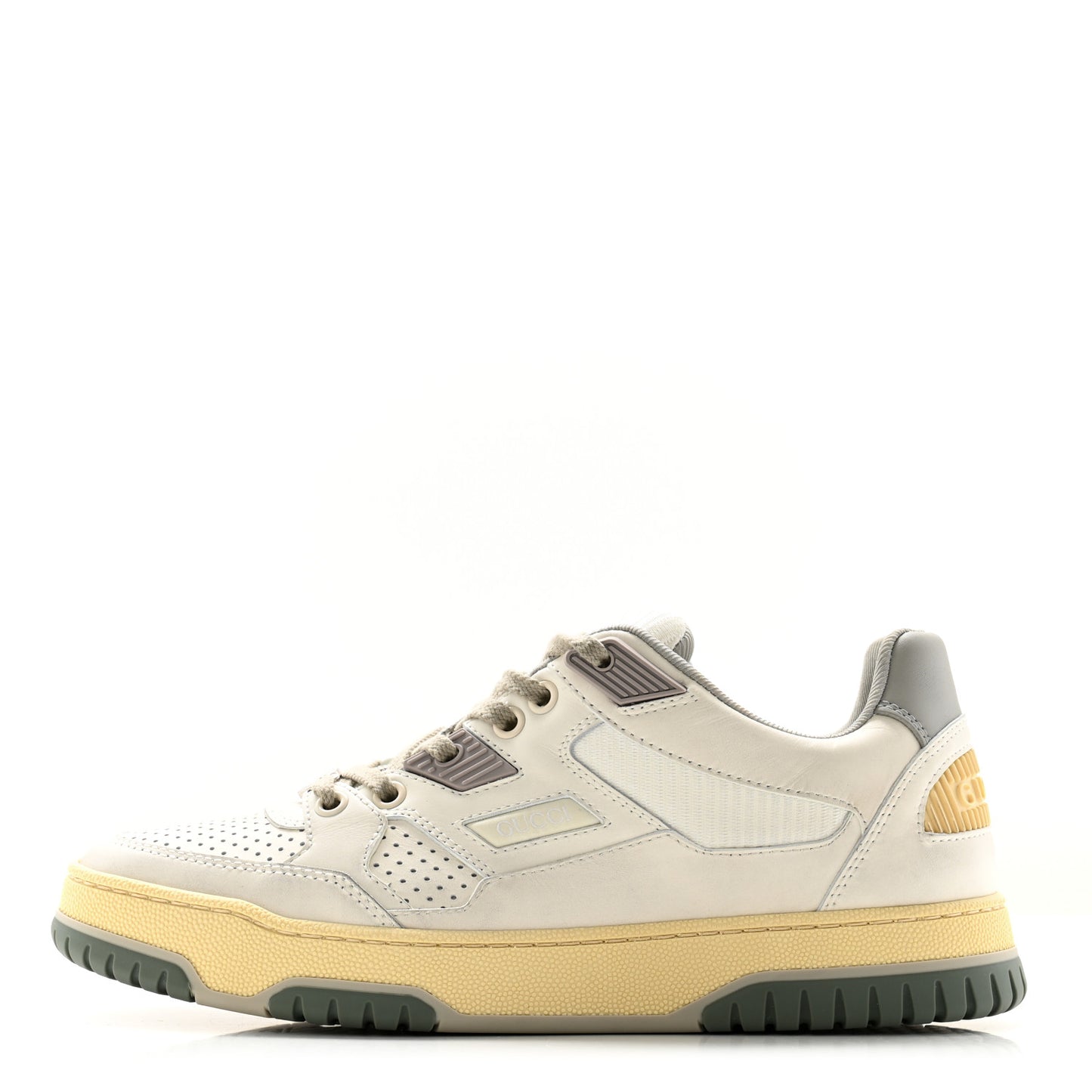 Calfskin Distressed Effect Womens Sneakers   37.5 Off White