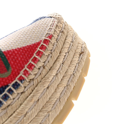 Gucci Canvas Sylvie Stripe Logo Platform Espadrilles 39.5 Mystic White Hibiscus Red Maritime 11 of 13