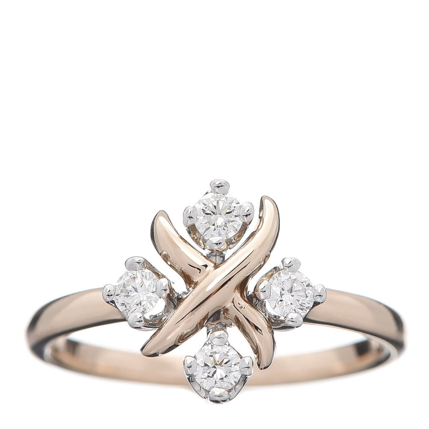 18K Rose Gold Platinum Diamond Schlumberger Lynn Ring 52 6