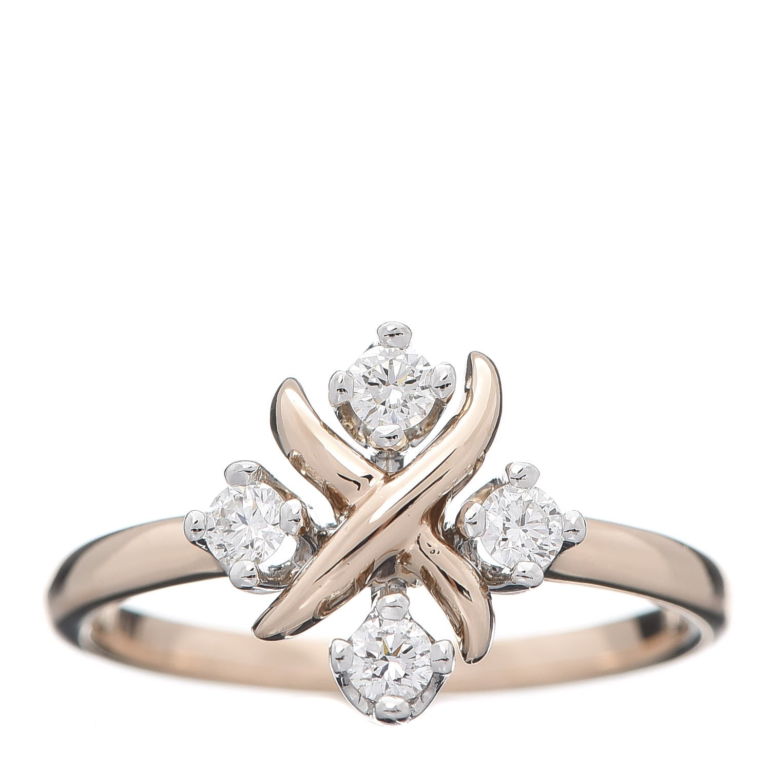 Tiffany 18K Rose Gold Platinum Diamond Schlumberger Lynn Ring 52 6 1 of 5