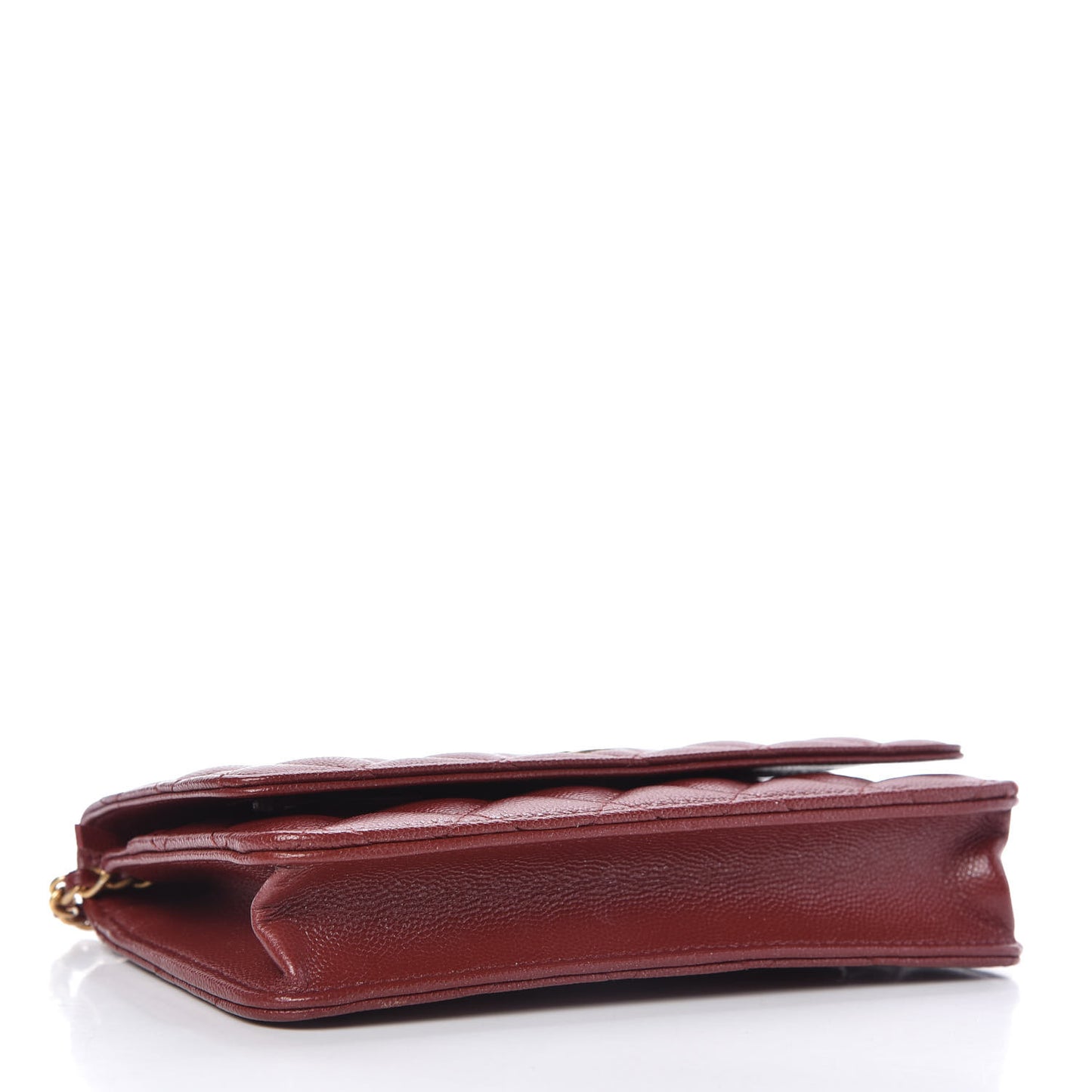 Metallic Caviar Quilted Wallet On Chain WOC Red