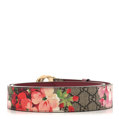 Gucci GG Supreme Monogram Blooms Moon Calfskin Interlocking G 37mm Belt 95 38 Beige Ebony Multicolor Dry Rose 2 of 6