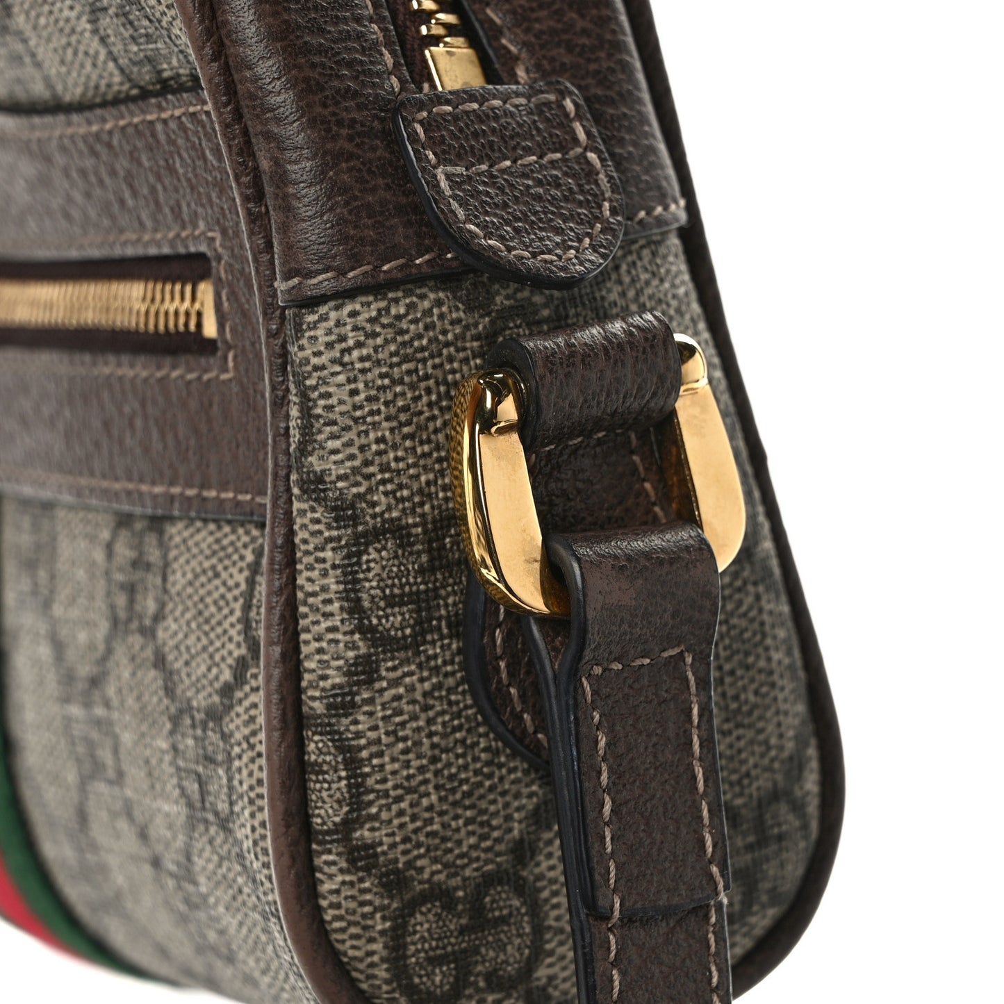 GG Supreme Monogram Web Mini Ophidia Shoulder Bag Brown