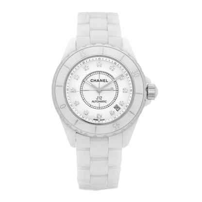 Chanel Stainless Steel Ceramic Diamond 38mm J12 Automatic Watch White 1 of 4
