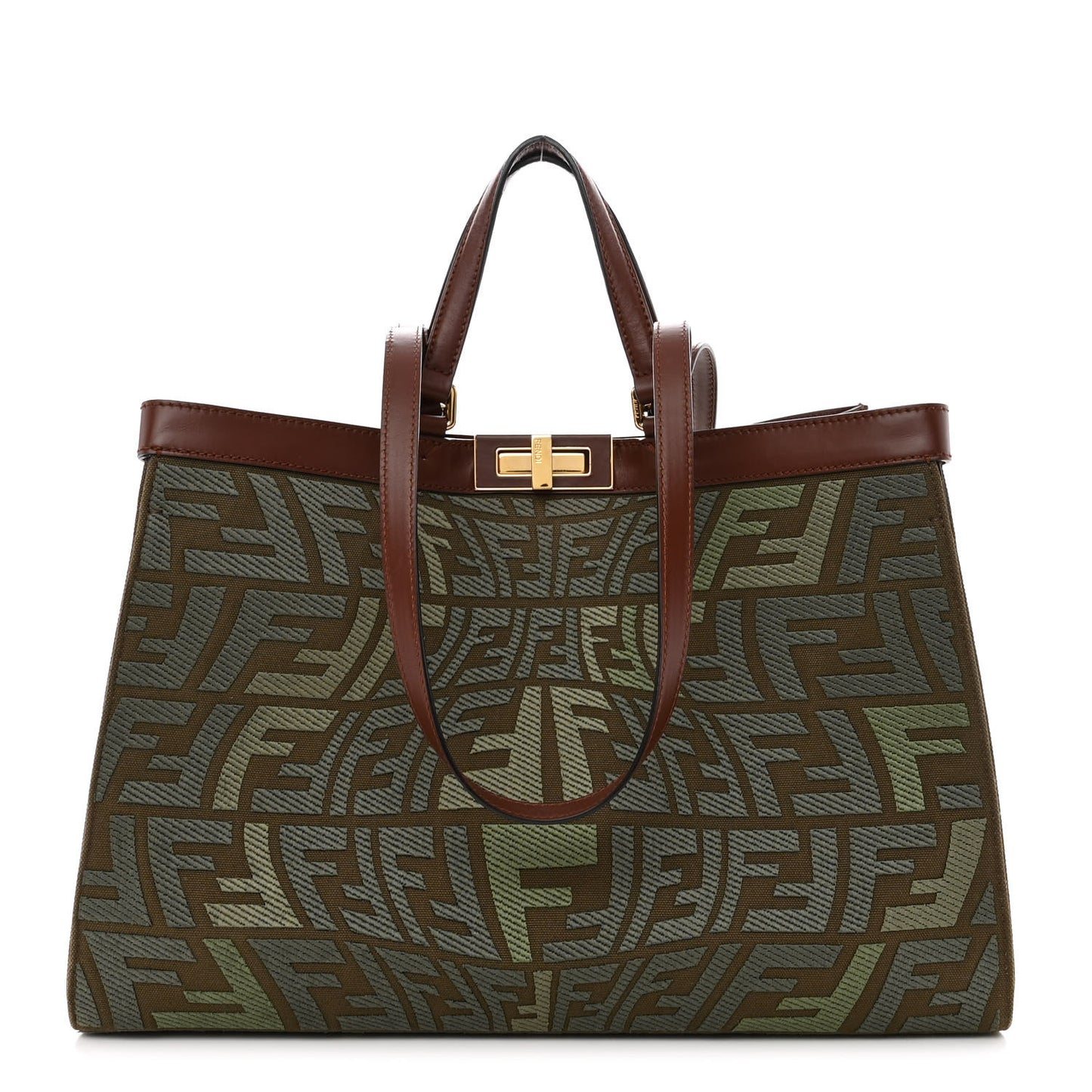 X SARAH COLEMAN Canvas FF Fish Eye Embroidered Medium Peekaboo X-Tote Amazzonia Ghianda