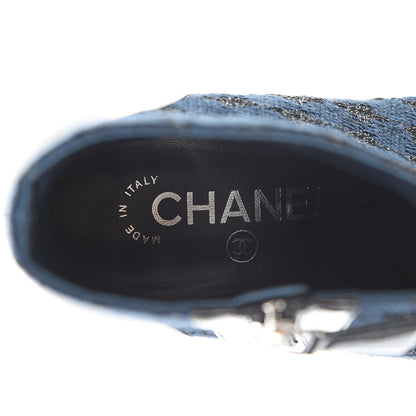Chanel Tweed Cap Toe CC Short Boots 36.5 Navy Black 8 of 15
