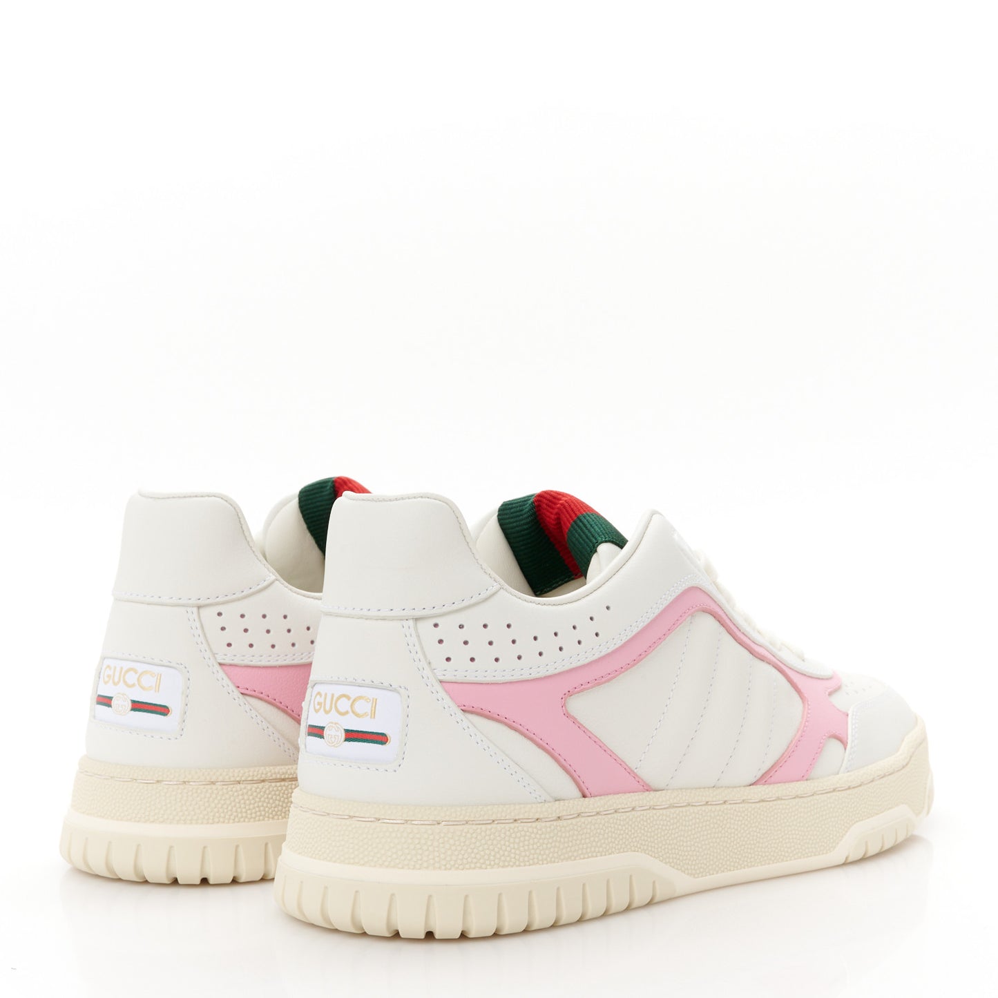 Calfskin Womens Re-Web Sneakers 38 White Pink