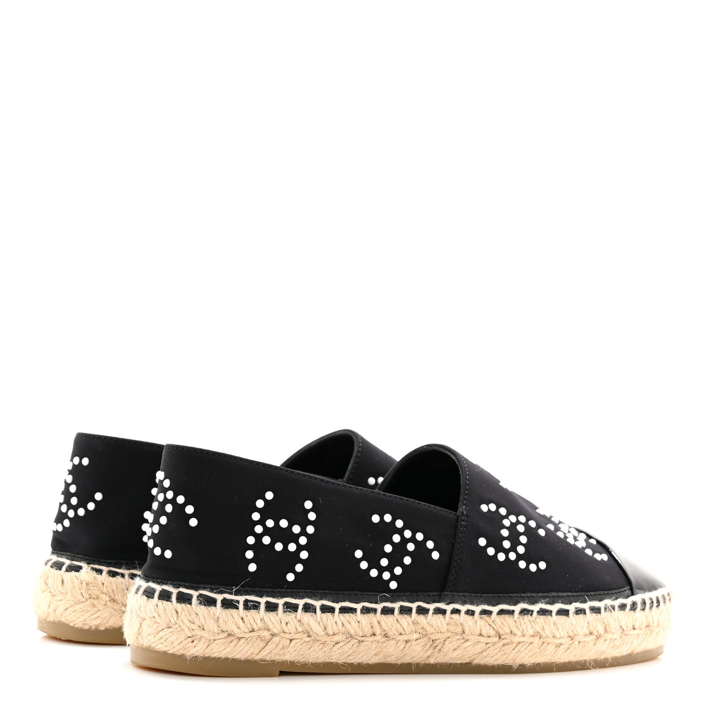 Neoprene Patent Calfskin Pearl CC Espadrilles 36 Black White
