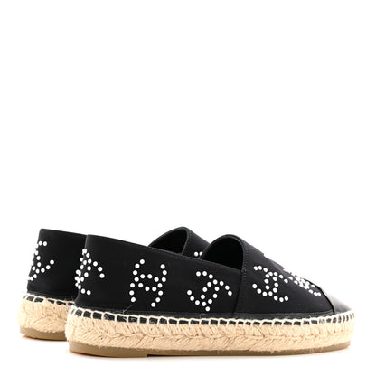 Chanel Neoprene Patent Calfskin Pearl CC Espadrilles 36 Black White 4 of 12