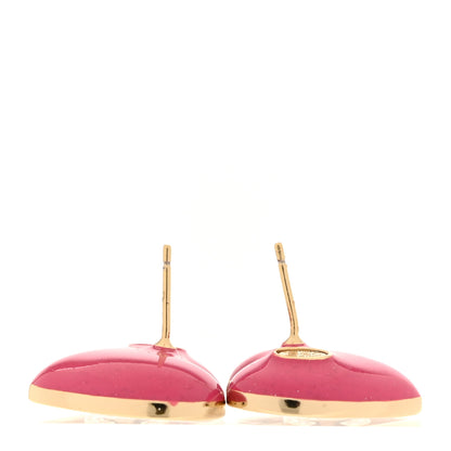 Chanel Resin Crystal CC Heart Earrings Gold Pink 3 of 5