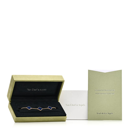 Van Cleef & Arpels 18K Yellow Gold Blue Agate 5 Motifs Vintage Alhambra Bracelet 5 of 5