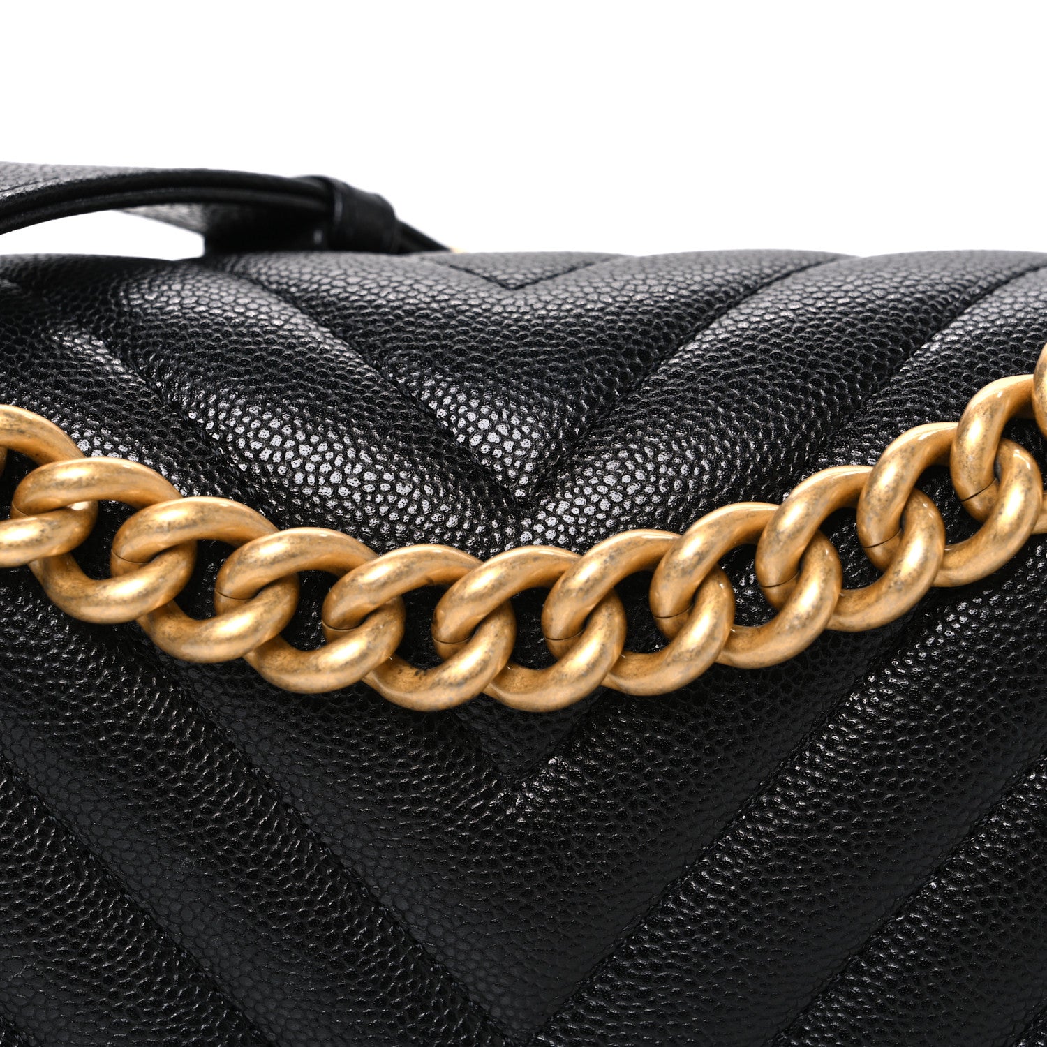 Chanel Caviar Chevron Quilted Medium Boy Flap Black 8 of 10