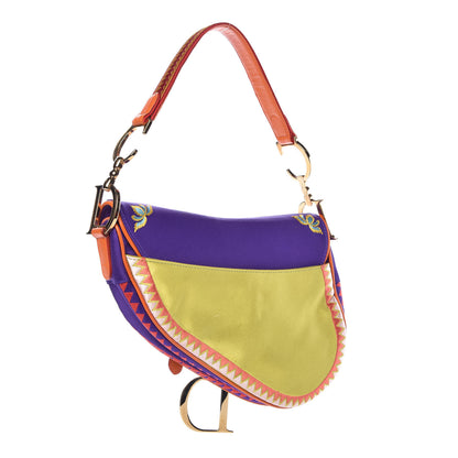 Christian Dior Silk Embroidered Saddle Bag Multicolor 3 of 8