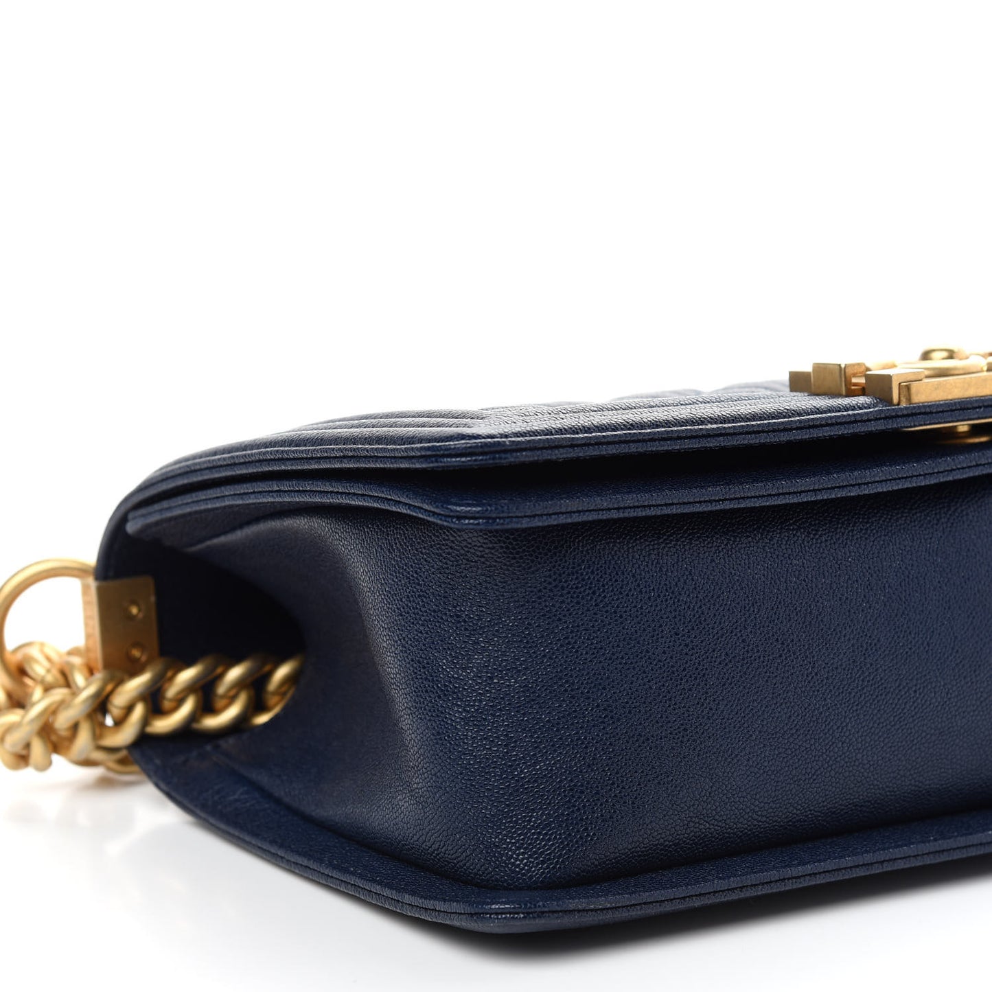 Caviar Quilted Medium Boy Flap Dark Blue