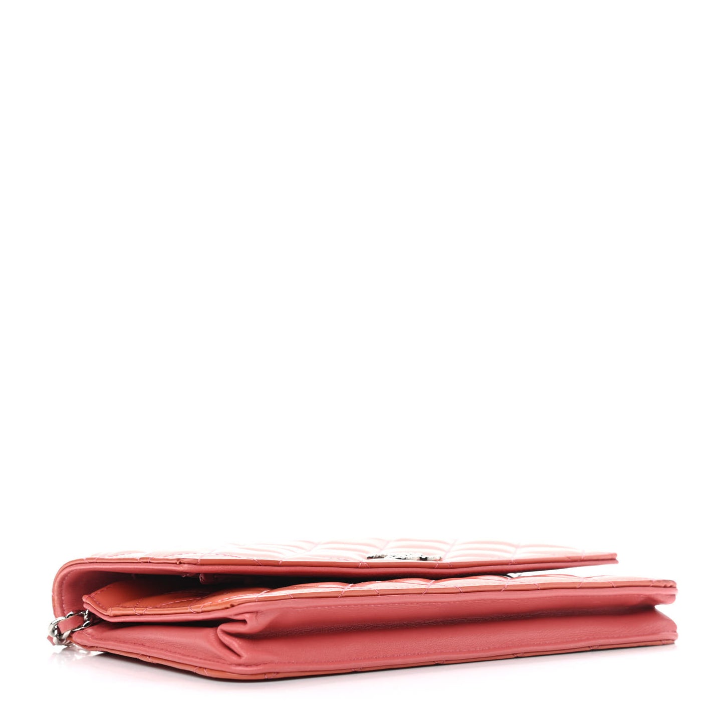 Patent Quilted Brilliant Wallet On Chain WOC Coral