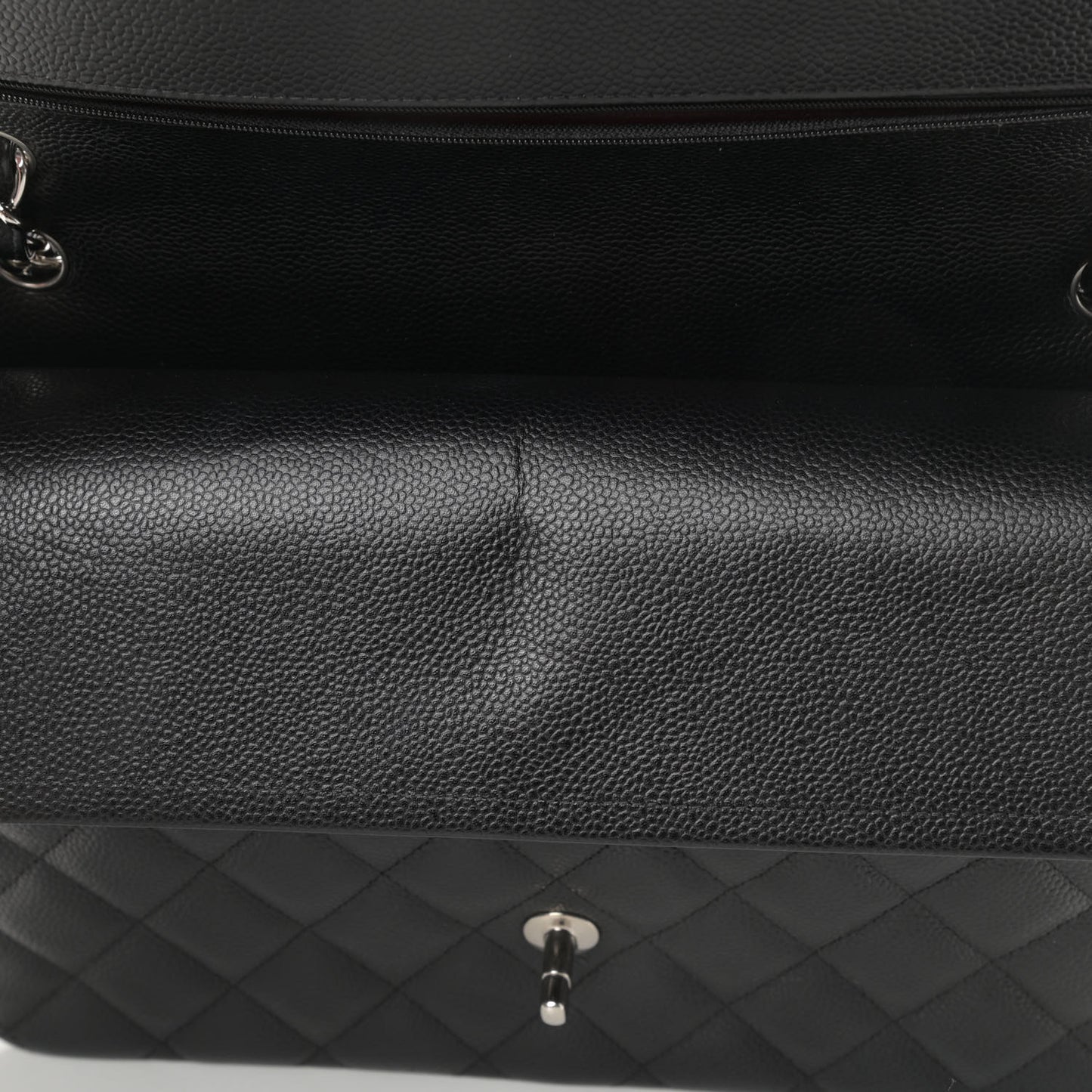 Caviar Quilted Jumbo Double Flap Black