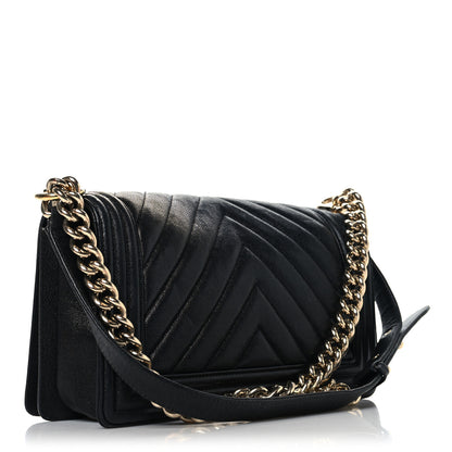 Chanel Caviar Chevron Quilted Medium Boy Flap Black 3 of 10
