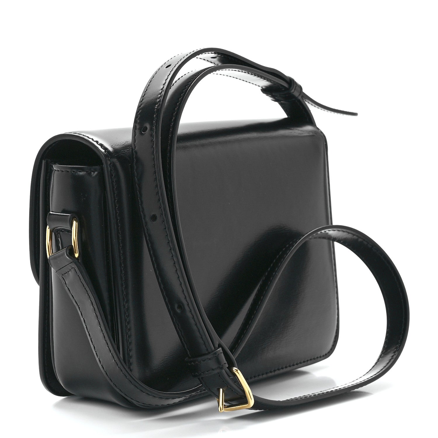 Celine Shiny Calfskin Teen Triomphe Black 3 of 11