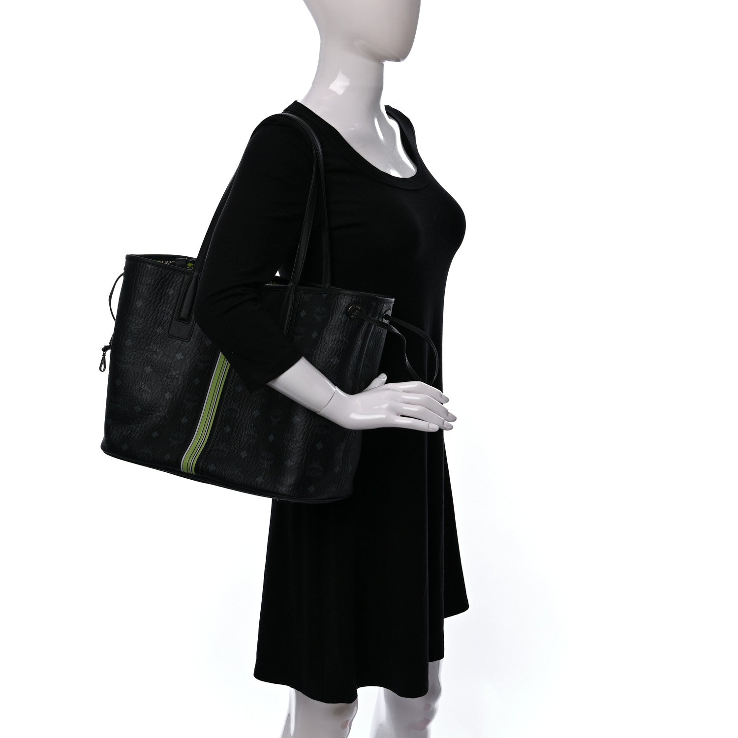 MCM Visetos Medium Liz Reversible Shopper Tote Black 2 of 15