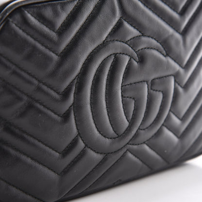 Gucci Calfskin Matelasse Small GG Marmont Chain Shoulder Bag Black 26 of 27