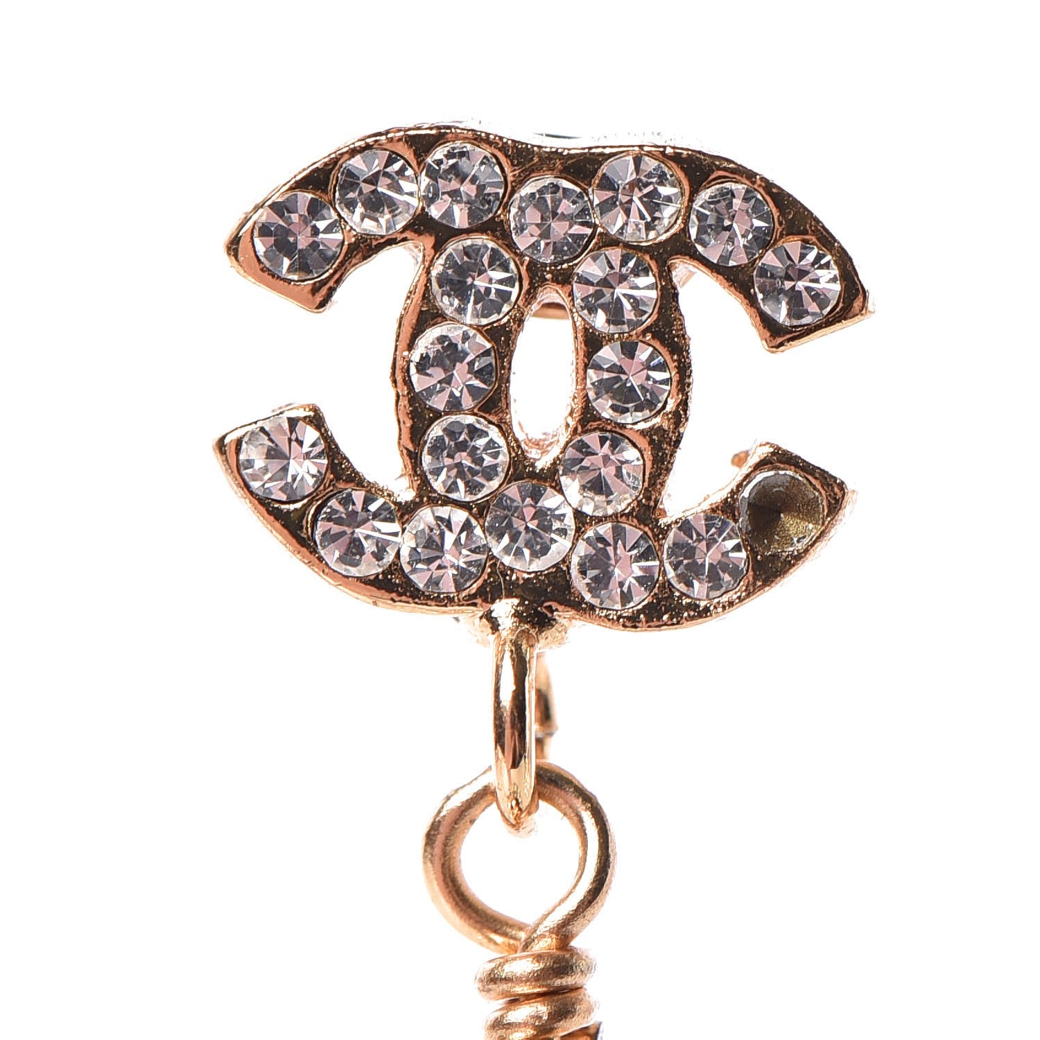 Chanel Crystal CC Drop Earrings Gold 6 of 6