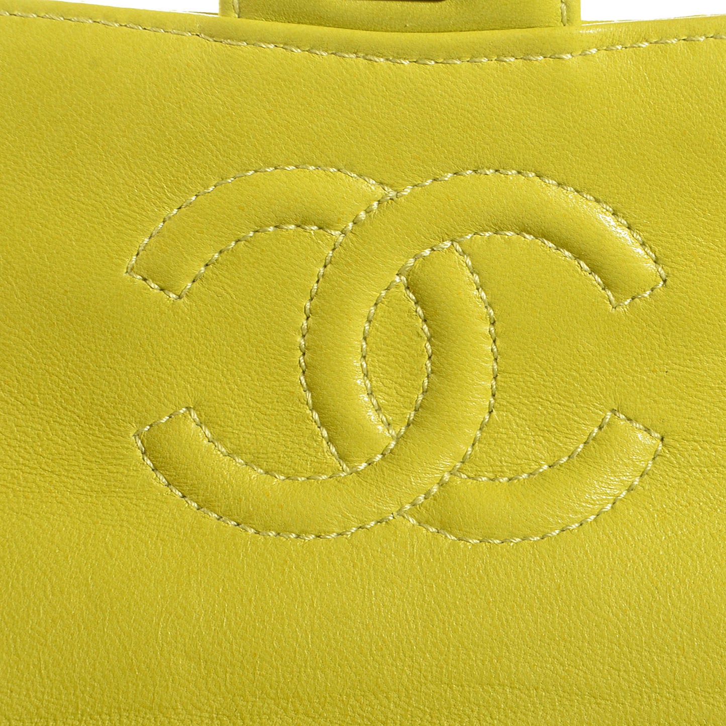 Lambskin Tortoise Chain Mini Square Flap Chartreuse