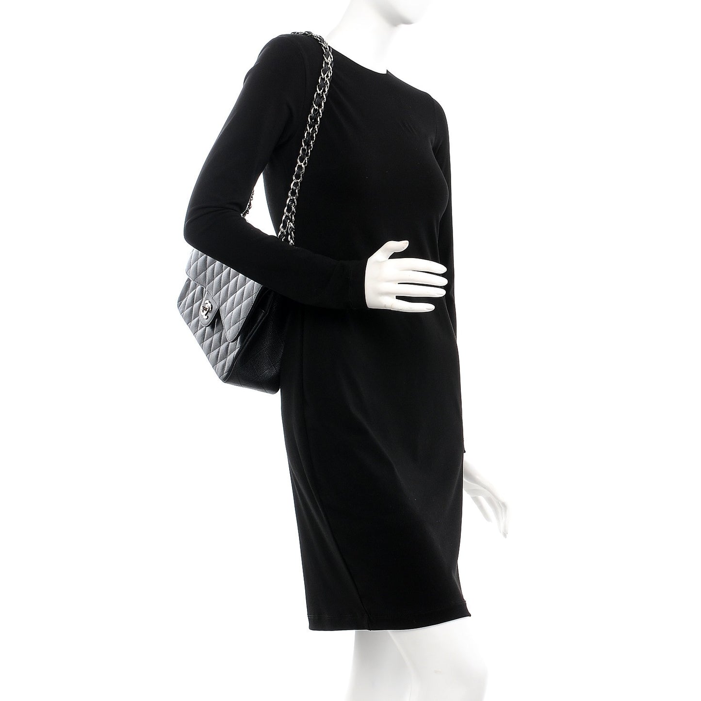 Caviar Quilted Jumbo Double Flap Black