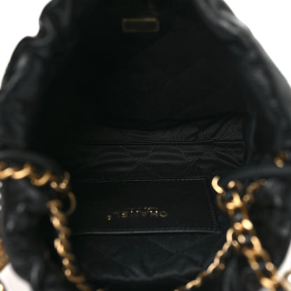 Chanel Shiny Crumpled Calfskin Quilted Pearl Mini Chanel 22 Black 5 of 11