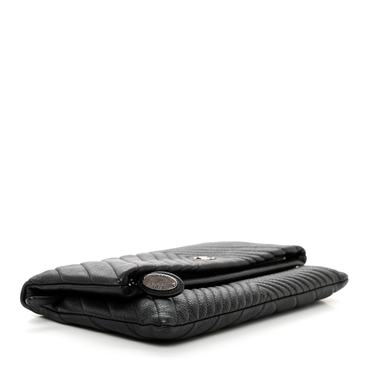 Chanel Calfskin Chevron CC Beauty Clutch Black 4 of 10