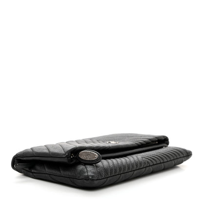Chanel Calfskin Chevron CC Beauty Clutch Black 4 of 10